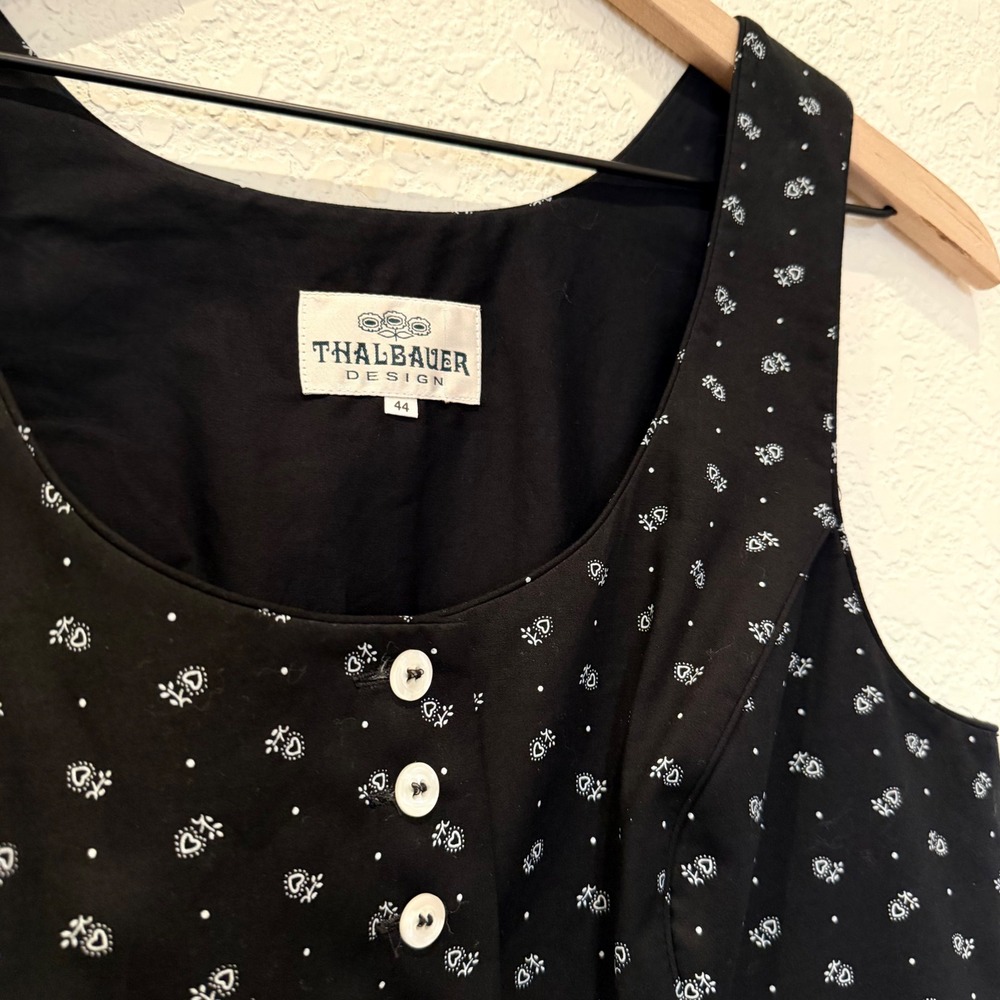 Thalbauer Design Austrian Dirndl Black Heart Print Trachten Midi Jumper Dress 44 - Picture 4 of 9